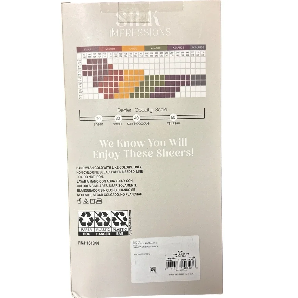 Silk Impressions Ultra Fine Sheer Pantyhose 2-Pair XXXL Rich Tan 15‎ Denier